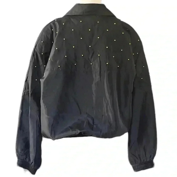 Fuda International Beaded Silk Black  Bomber Jacket Cyber Grunge Y2K Sz M - Picture 2 of 16